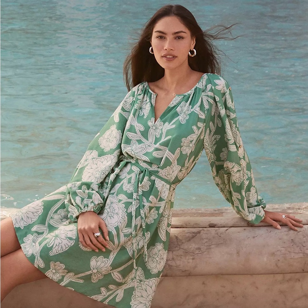 Floral Button Sleeve Mini Dress